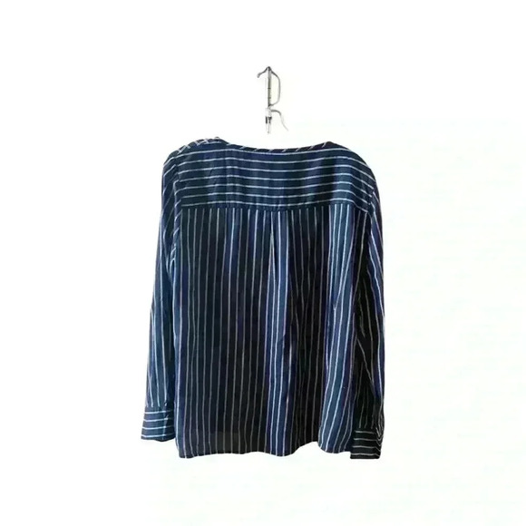 United Colors of Benetton Navy Striped Long Sleeve Blouse L - Picture 3 of 13